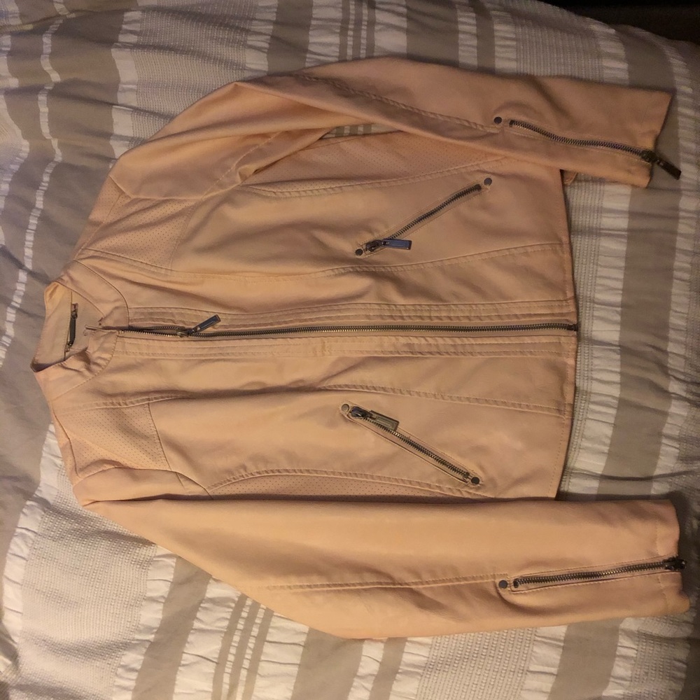 Pale pink faux leather jacket